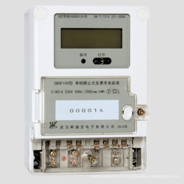 Compteur électronique multi-taux monophasé avec la communication d&#39;onde de transporteur / PLC